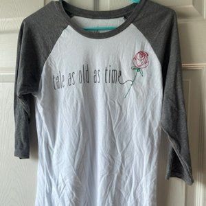 DISNEY, BELLE, ROSE, BEAUTY AND THE BEAST 3/4 SLEEVE BASEBALL T